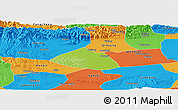 Physical Panoramic Map of Meng Xian, political outside
