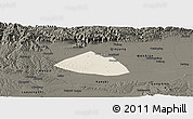 Shaded Relief Panoramic Map of Meng Xian, darken