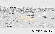 Shaded Relief Panoramic Map of Meng Xian, desaturated