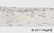 Shaded Relief Panoramic Map of Meng Xian, semi-desaturated