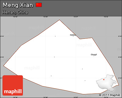 Gray Simple Map of Meng Xian, cropped outside