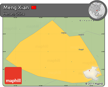 Savanna Style Simple Map of Meng Xian