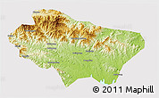 Physical 3D Map of Nanzhao, cropped outside