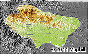 Physical 3D Map of Nanzhao, darken, desaturated