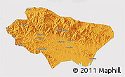 Political 3D Map of Nanzhao, single color outside
