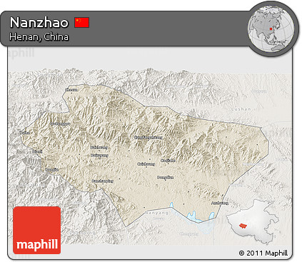 Shaded Relief 3D Map of Nanzhao, lighten