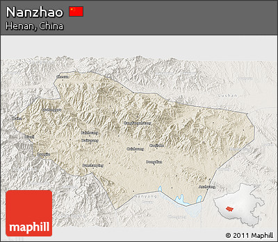 Shaded Relief 3D Map of Nanzhao, lighten
