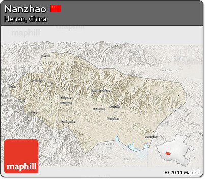 Shaded Relief 3D Map of Nanzhao, lighten