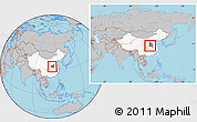Gray Location Map of Nanzhao, highlighted country, highlighted parent region, within the entire country