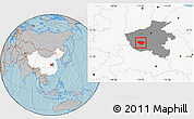 Gray Location Map of Nanzhao, highlighted country, highlighted parent region, hill shading