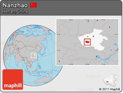 Gray Location Map of Nanzhao, highlighted parent region