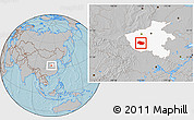 Gray Location Map of Nanzhao, highlighted parent region, hill shading