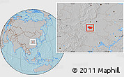 Gray Location Map of Nanzhao, hill shading