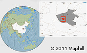 Savanna Style Location Map of Nanzhao, highlighted country, highlighted parent region, hill shading