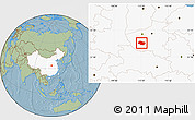 Savanna Style Location Map of Nanzhao, highlighted country, hill shading