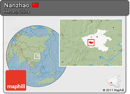 Savanna Style Location Map of Nanzhao, highlighted parent region, hill shading
