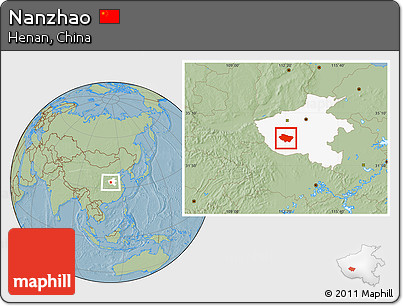 Savanna Style Location Map of Nanzhao, highlighted parent region, hill shading