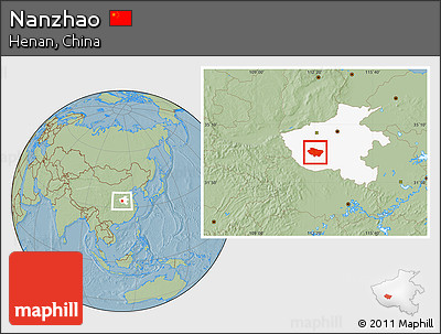 Savanna Style Location Map of Nanzhao, highlighted parent region, hill shading