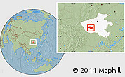 Savanna Style Location Map of Nanzhao, highlighted parent region, hill shading