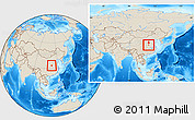 Shaded Relief Location Map of Nanzhao, within the entire country