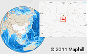 Shaded Relief Location Map of Nanzhao, highlighted country