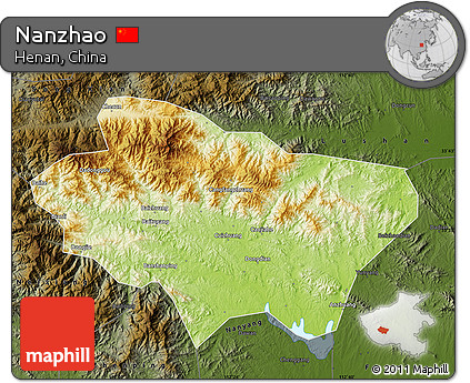 Physical Map of Nanzhao, darken