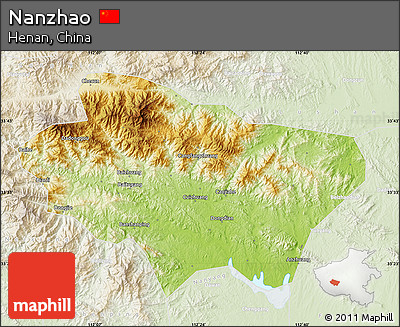 Physical Map of Nanzhao, lighten