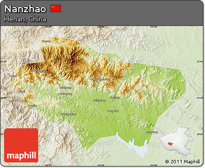 Physical Map of Nanzhao, lighten