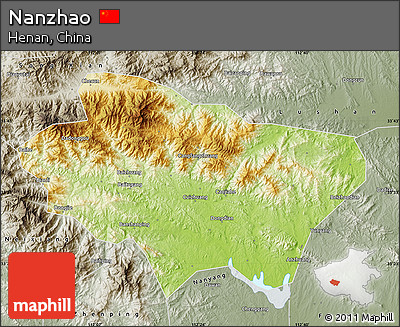 Physical Map of Nanzhao, semi-desaturated