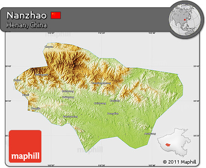 Physical Map of Nanzhao, single color outside