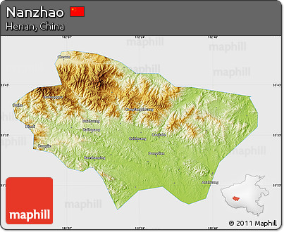 Physical Map of Nanzhao, single color outside