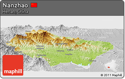 Physical Panoramic Map of Nanzhao, lighten, desaturated