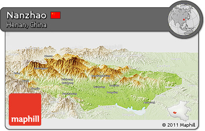 Physical Panoramic Map of Nanzhao, lighten