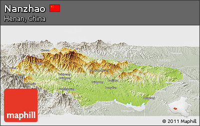 Physical Panoramic Map of Nanzhao, lighten, semi-desaturated