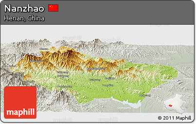 Physical Panoramic Map of Nanzhao, lighten, semi-desaturated