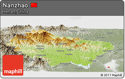 Physical Panoramic Map of Nanzhao, semi-desaturated