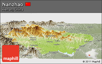 Physical Panoramic Map of Nanzhao, semi-desaturated