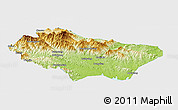 Physical Panoramic Map of Nanzhao, single color outside