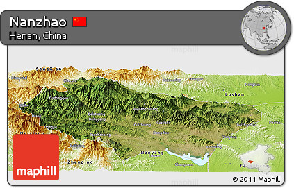 Satellite Panoramic Map of Nanzhao, physical outside