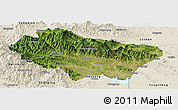 Satellite Panoramic Map of Nanzhao, shaded relief outside