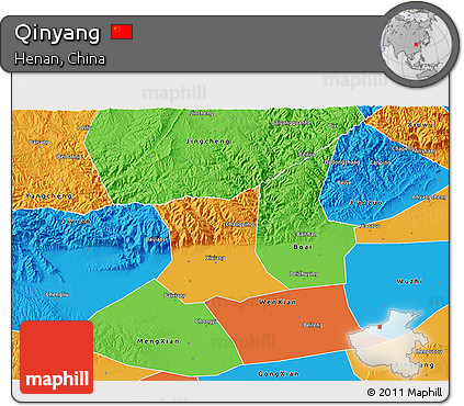 Political 3D Map of Qinyang