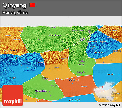 Political 3D Map of Qinyang