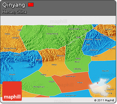 Political 3D Map of Qinyang