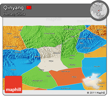 Shaded Relief 3D Map of Qinyang, political outside