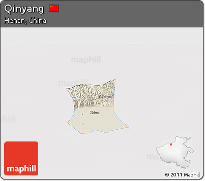 Shaded Relief 3D Map of Qinyang, single color outside