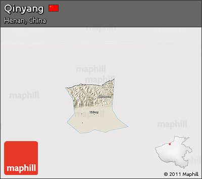 Shaded Relief 3D Map of Qinyang, single color outside