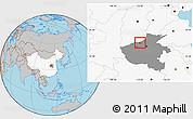 Gray Location Map of Qinyang, highlighted country, highlighted parent region