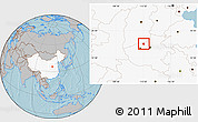 Gray Location Map of Qinyang, highlighted country, hill shading