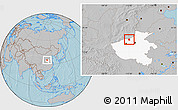 Gray Location Map of Qinyang, highlighted parent region, hill shading