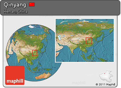 Satellite Location Map of Qinyang, within the entire country